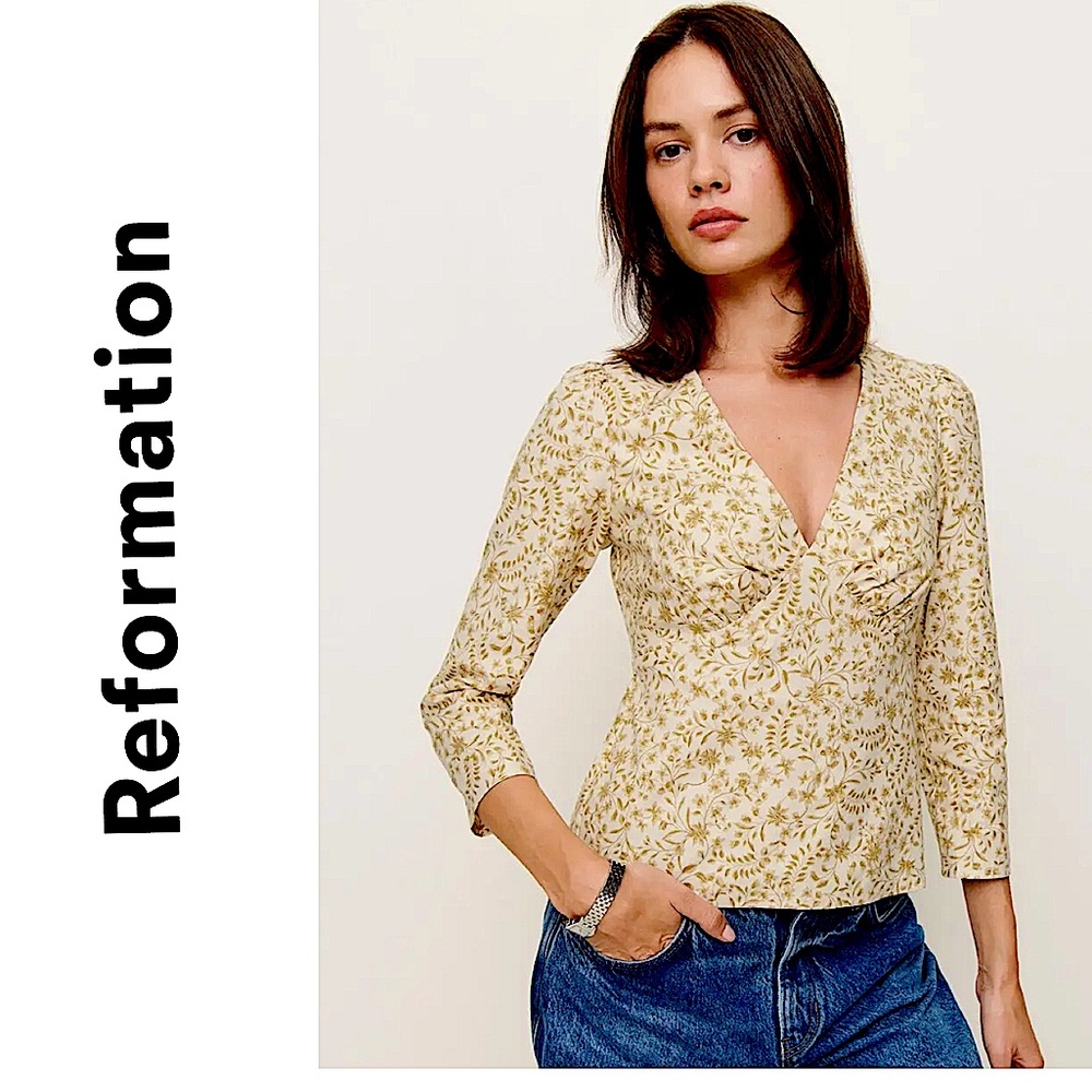NWT Reformation Marisa Tie Back Organic Cotton Top